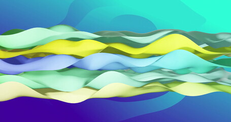 Image of waving layers moving over multi coloured background