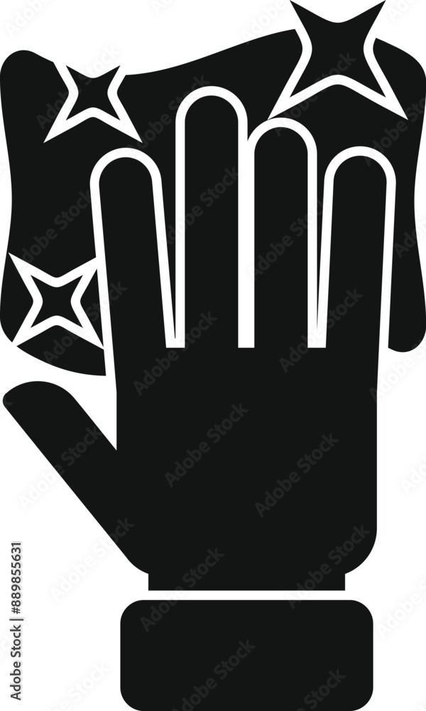 Poster hand cleaning surface with sponge icon in simple style isolated on white background