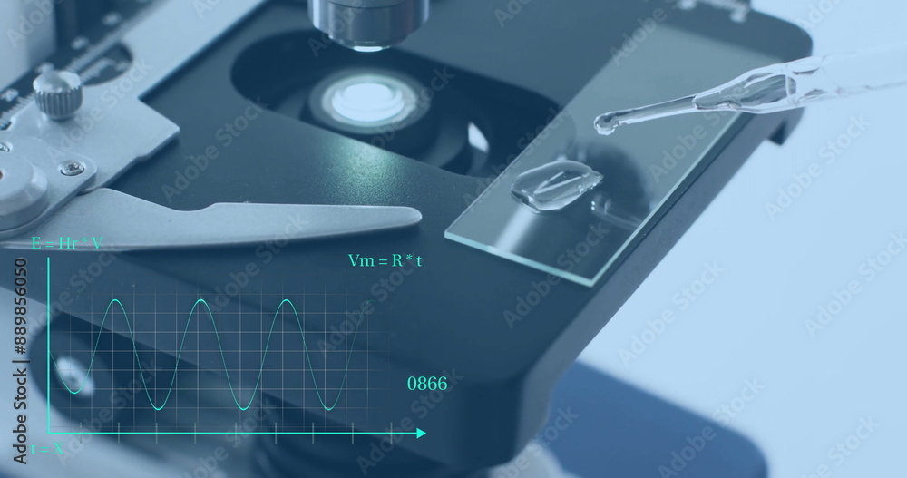 Poster image of scientific data processing over microscope