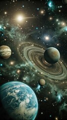 Obraz premium Blue glowing outer space