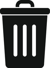 Simple icon representing a trash can, ideal for topics like waste management, recycling, and environmental awareness