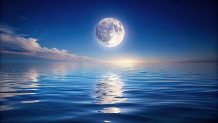 Moon shining over calm water surface, moon, water, reflection, serene, tranquil, night sky, nature, peaceful