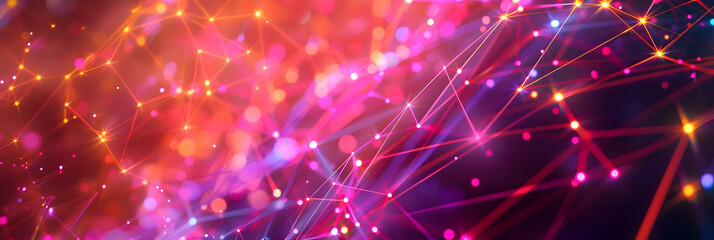 Obraz premium Abstract Background with Red and Pink Lines, Bokeh Lights