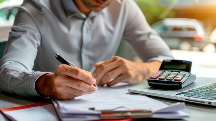 Fototapeta premium Focused Business Professional Signing Official Documents