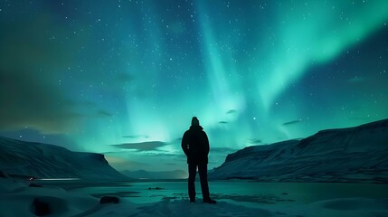 Obraz premium Aurora Borealis Green fluorescence Northern Lights