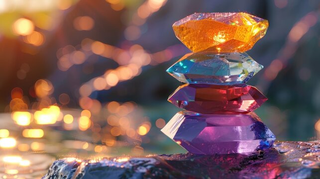 Gem stack with radiant backdrop