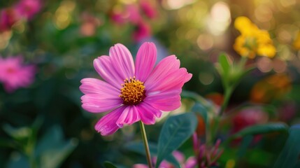 Obraz premium Garden flower close up in afternoon