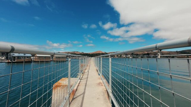 Walking on pier in bodega bay 