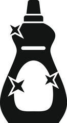 Black and white icon of a bottle of dishwashing liquid sparkling clean
