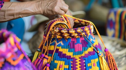 Traditional Wayuu bag making in Colombia