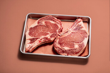 Bone In Ribeye Steak ready for grilling