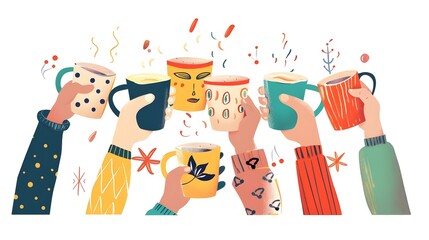 Celebration with tea and coffee cups
