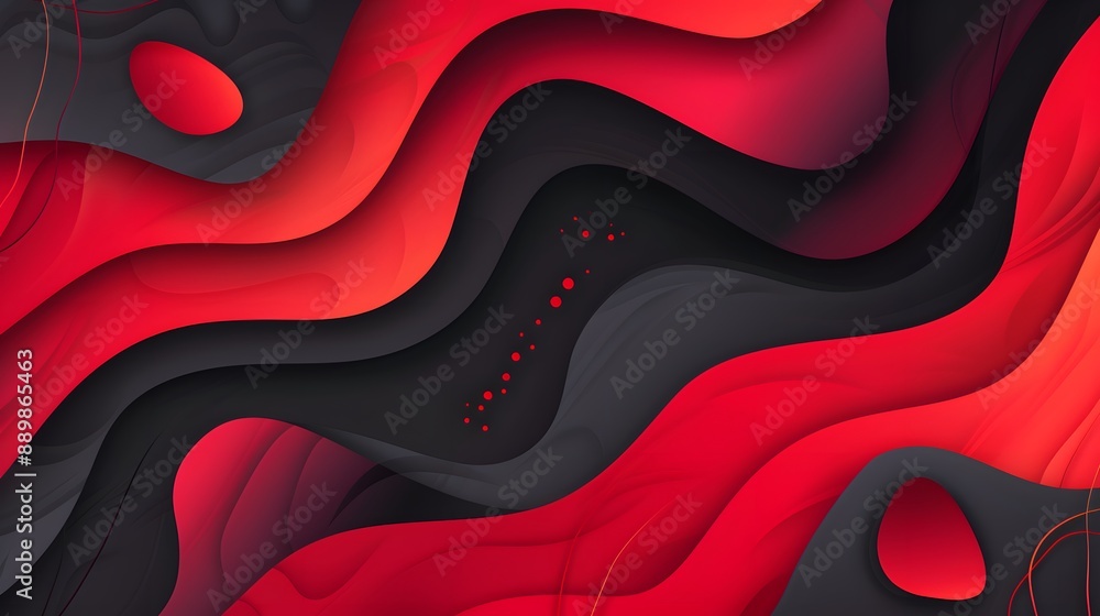 Poster abstract red waves geometric background. modern background design. gradient color. fluid shapes comp