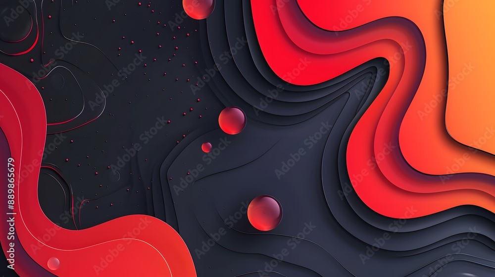 Poster abstract red waves geometric background. modern background design. gradient color. fluid shapes comp