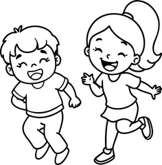 Children playing and laughing vector art illustration.eps