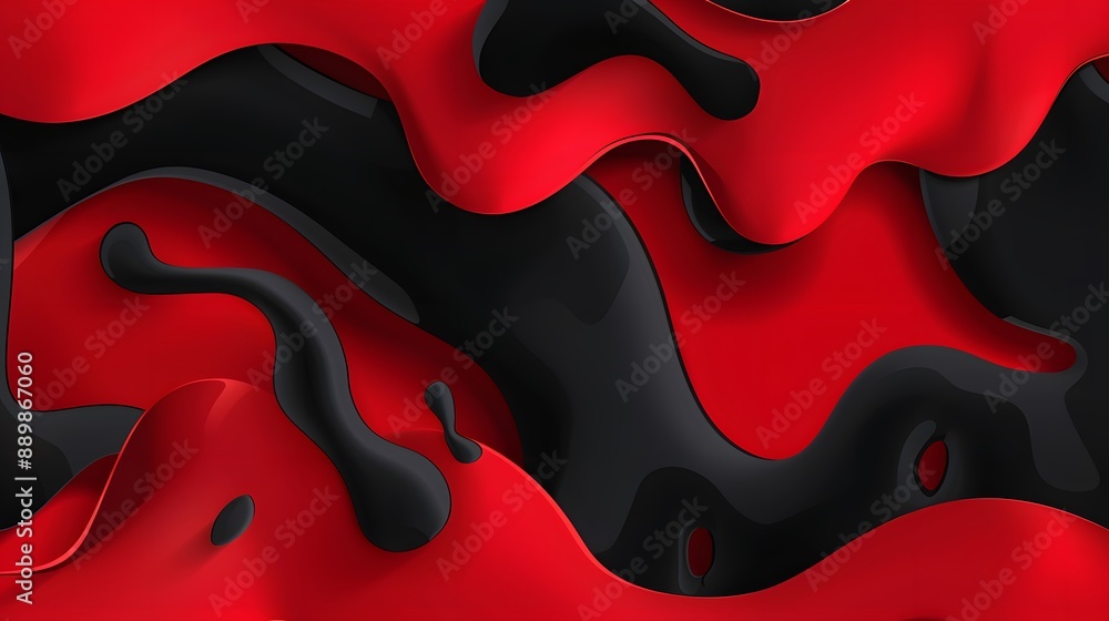 Poster abstract red waves geometric background. modern background design. gradient color. fluid shapes comp