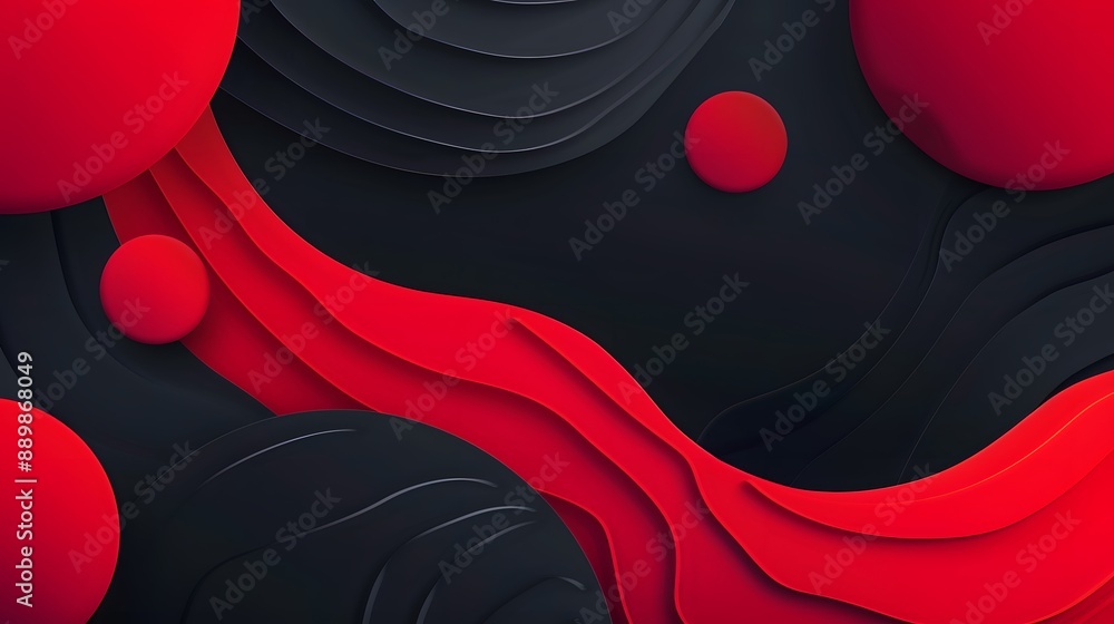 Poster abstract red waves geometric background. modern background design. gradient color. fluid shapes comp