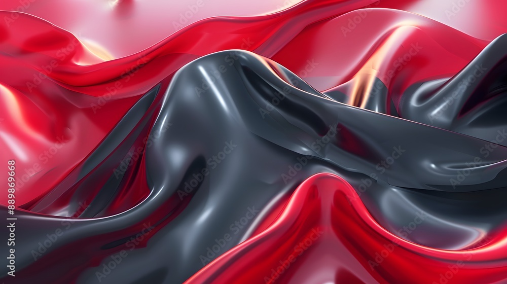 Poster abstract red waves geometric background. modern background design. gradient color. fluid shapes comp