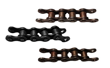 roller drive machine chain parts isolated on white background