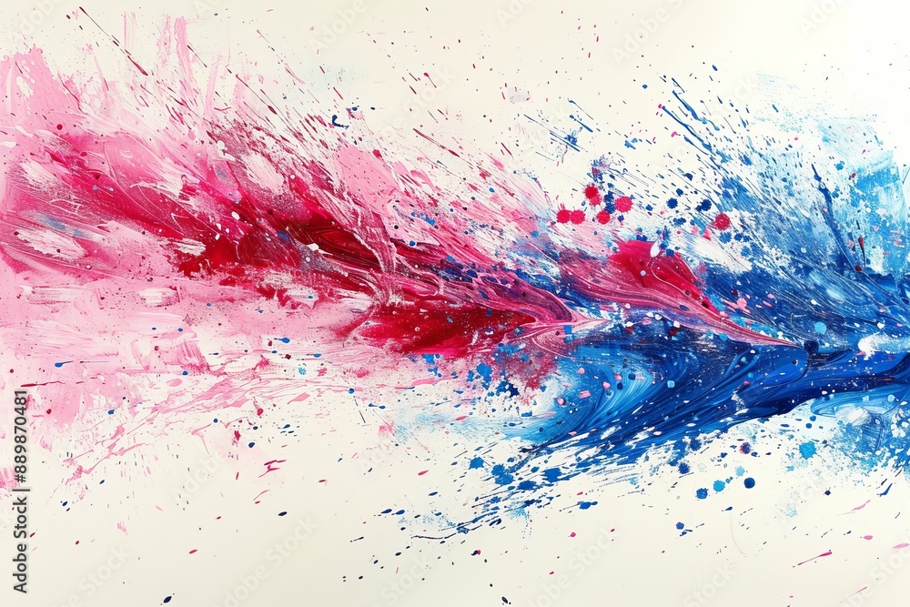 Aufkleber abstract splashes of pink and blue paint on a white background capturing dynamic and vibrant motion 