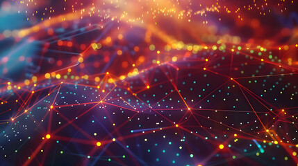 Naklejka premium Abstract 3D Background with Red Lines and Colorful Lights