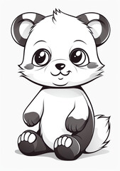Obraz premium Cute baby panda, kawaii style, simple flat vector monochrome coloring page for kids with crisp lines and white background