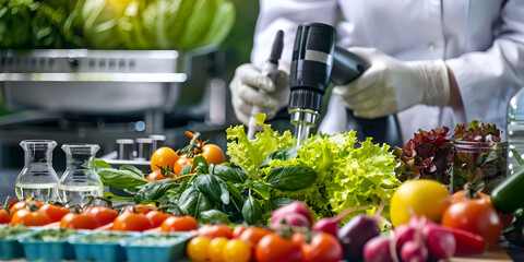 Scientist Testing Fresh Vegetables in Lab
Food Safety and Quality Control Analysis