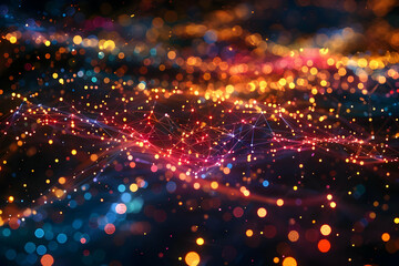 Abstract 3D Background with Glowing Lights and Network