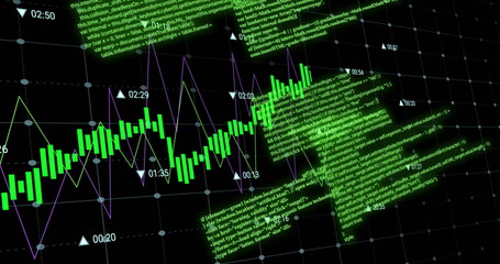Image of financial data processing over black background