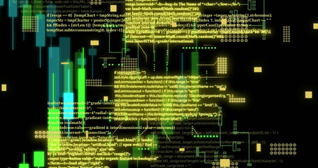 Image of financial data processing over circuit board background