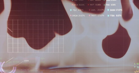 Image of financial data processing over flames