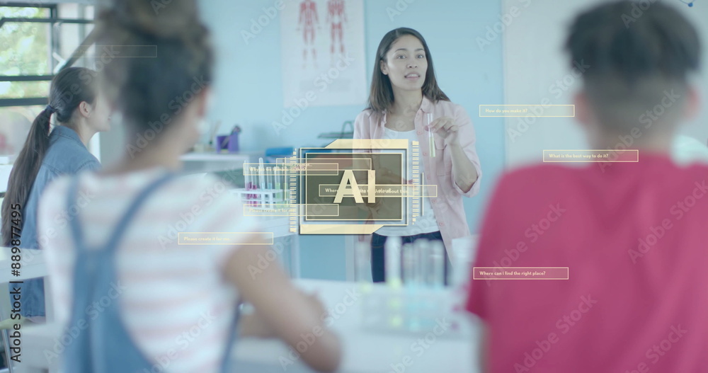 Poster image of ai data processing over diverse students in laboratory