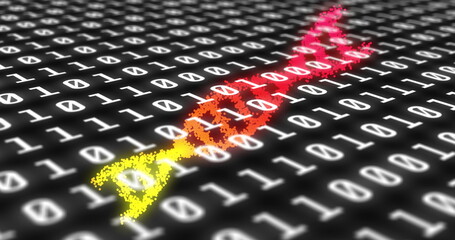 Image of data processing over dna strand on black background