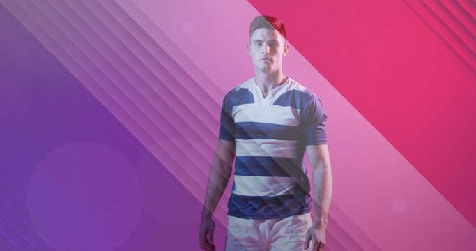 Image of flag of france over caucasian male rugby player - Powered by Adobe