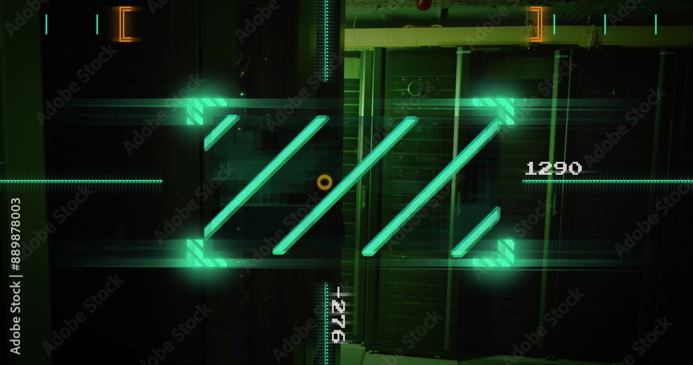 Poster image of data processing and scanner over server room
