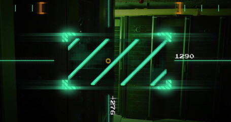 Image of data processing and scanner over server room