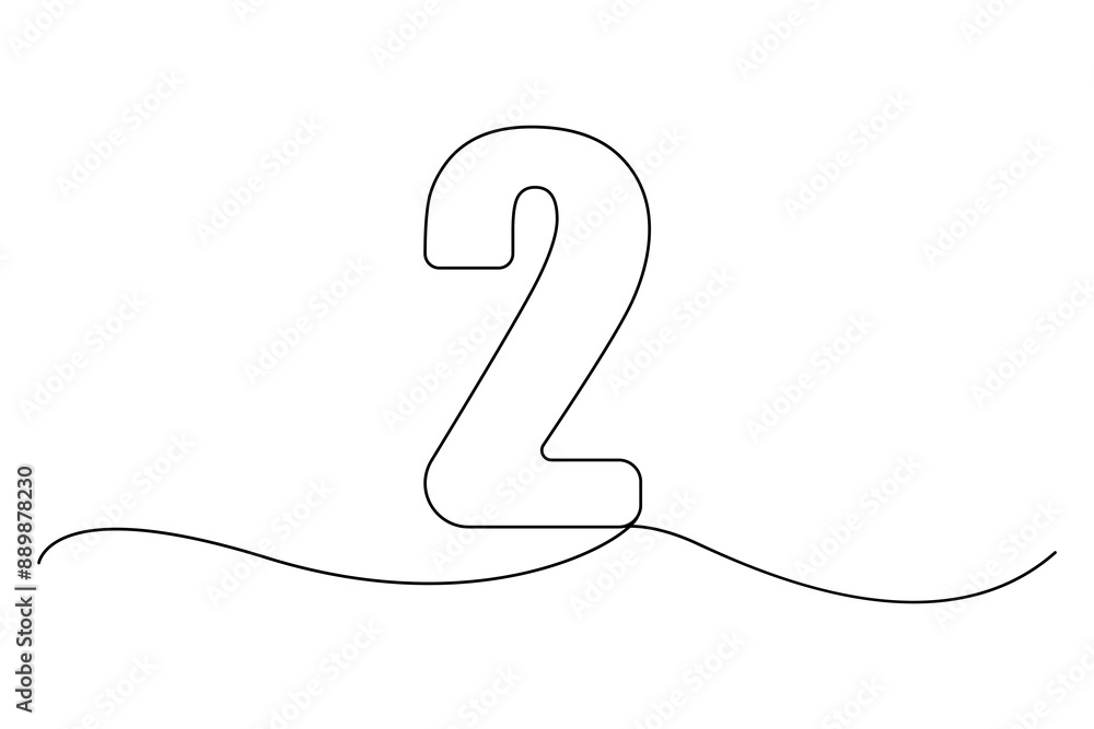 Poster number two icon. minimalist line vector. simple numeric design. clean white background.