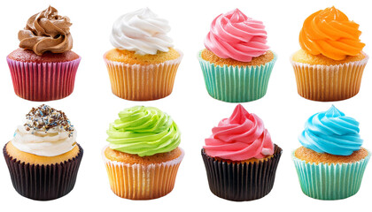 cakes of various delicious shapes and colors On Transparent Background PNG File