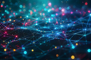 Obraz premium Abstract 3D Background with Connected Lines and Lights