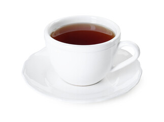Aromatic tea in cup isolated on white