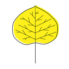 Yellow aspen leaf raster illustration