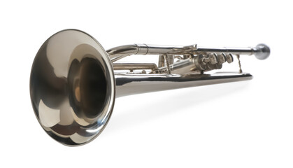 Fototapeta premium Shiny trumpet isolated on white. Wind musical instrument