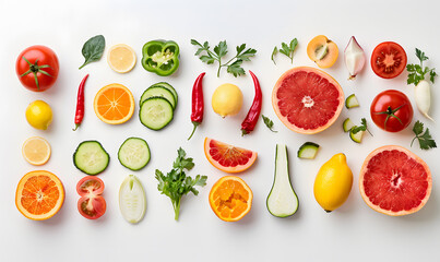 Naklejka premium vegetable and fruits photo or illustrator on white background