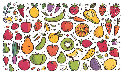 vegetable and fruits photo or illustrator on white background