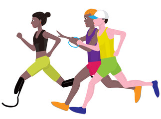 パラ陸上のユニバーサルリレーのイラスト素材です。