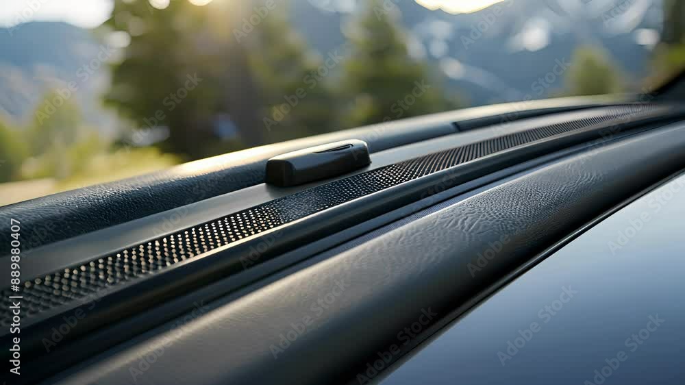 Poster detailed view of the sunroofs handle showing its textured grip and worn edges from frequent use.