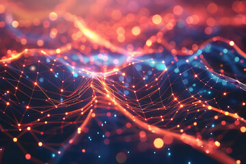 Obraz premium Abstract Background with Glowing Red and Blue Network Lines