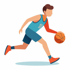 colorful flat 2d basketball player illustration