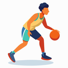 colorful flat 2d basketball player illustration