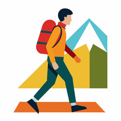 colorful flat 2d hiking adventure infographic illustration